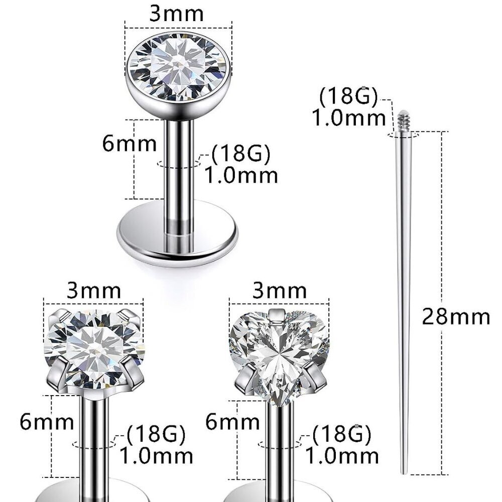 Titanium Nose Studs Flat Back Hypoallergenic 6mm … - image 3